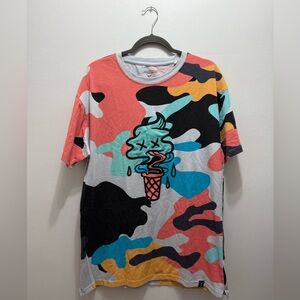 Screenshot Crew Neck Ice Cream Camo Print T-Shirt 2XL